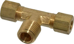 Parker - 1/4" OD, Brass Male Branch Tee - 300 Max Working psi, -65 to 250°F, Comp x Comp x MNPT Ends - Industrial Tool & Supply