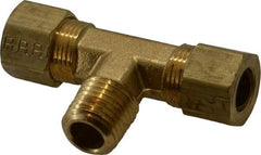 Parker - 3/8" OD, Brass Male Branch Tee - 200 Max Working psi, -65 to 250°F, Comp x Comp x MNPT Ends - Industrial Tool & Supply