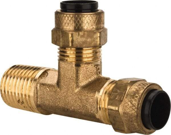 Parker - 3/8" OD, Brass Male Run Tee - 150 Max Working psi, 0 to 150°F, Comp x MNPT x Comp Ends - Industrial Tool & Supply