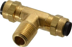 Parker - 3/8" OD, Brass Male Branch Tee - 150 Max Working psi, 0 to 150°F, Comp x Comp x MNPT Ends - Industrial Tool & Supply