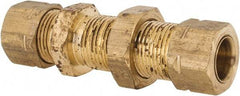 Parker - 3/8" OD, Brass Bulkhead Union - 1,000 Max Working psi, -65 to 250°F, Comp x Comp Ends - Industrial Tool & Supply