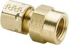 Parker - 5/8" OD, Brass Female Connector - 650 Max Working psi, -65 to 250°F, Comp x FNPT Ends - Industrial Tool & Supply