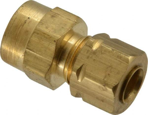 Parker - 1/4" OD, Brass Female Connector - 1,400 Max Working psi, -65 to 250°F, Comp x FNPT Ends - Industrial Tool & Supply