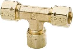 Parker - 5/8" OD, Brass Union Tee - 650 Max Working psi, -65 to 250°F, Comp x Comp x Comp Ends - Industrial Tool & Supply