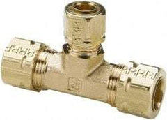 Parker - 1/2 x 1/2 x 3/8" OD, Brass Union Tee - 1,000 Max Working psi, -65 to 250°F, Comp x Comp x Comp Ends - Industrial Tool & Supply