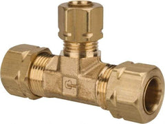 Parker - 3/8 x 3/8 x 1/4" OD, Brass Union Tee - 1,400 Max Working psi, -65 to 250°F, Comp x Comp x Comp Ends - Industrial Tool & Supply
