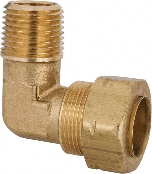 Parker - 3/4" OD, Brass Male Elbow - 550 Max Working psi, -65 to 250°F, Comp x MNPT Ends - Industrial Tool & Supply