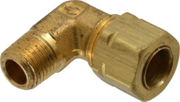 Parker - 5/16" OD, Brass Male Elbow - 1,200 Max Working psi, -65 to 250°F, Comp x MNPT Ends - Industrial Tool & Supply