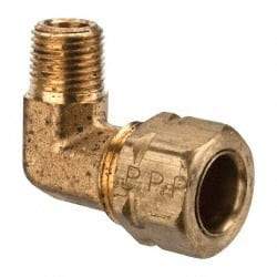 Parker - 3/8" OD, Brass Male Elbow - 1,000 Max Working psi, -65 to 250°F, Comp x MNPT Ends - Industrial Tool & Supply
