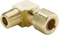 Parker - 3/8" OD, Brass Male Elbow - 1,000 Max Working psi, -65 to 250°F, Comp x MNPT Ends - Industrial Tool & Supply