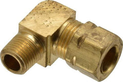 Parker - 5/16" OD, Brass Male Elbow - 1,200 Max Working psi, -65 to 250°F, Comp x MNPT Ends - Industrial Tool & Supply