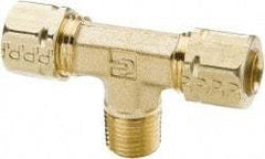 Parker - 3/4" OD, Brass Male Branch Tee - 550 Max Working psi, -65 to 250°F, Comp x Comp x MNPT Ends - Industrial Tool & Supply