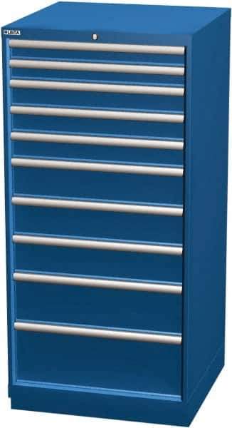 LISTA - 10 Drawer, Modular Storage Cabinet - Steel, 28-1/4" Wide x 28-1/2" Deep x 59-1/2" High, Blue - Industrial Tool & Supply