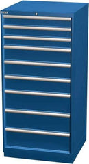 LISTA - 9 Drawer, Modular Storage Cabinet - Steel, 28-1/4" Wide x 28-1/2" Deep x 59-1/2" High, Blue - Industrial Tool & Supply