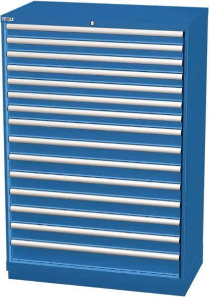 LISTA - 15 Drawer, Modular Storage Cabinet - Steel, 40-1/4" Wide x 22-1/2" Deep x 59-1/2" High, Blue - Industrial Tool & Supply