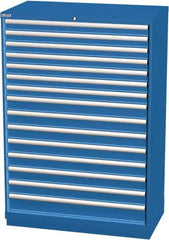 LISTA - 15 Drawer, Modular Storage Cabinet - Steel, 40-1/4" Wide x 22-1/2" Deep x 59-1/2" High, Blue - Industrial Tool & Supply