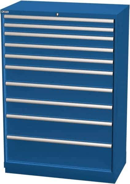 LISTA - 10 Drawer, Modular Storage Cabinet - Steel, 40-1/4" Wide x 22-1/2" Deep x 59-1/2" High, Blue - Industrial Tool & Supply