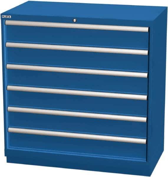 LISTA - 6 Drawer, Modular Storage Cabinet - Steel, 40-1/4" Wide x 22-1/2" Deep x 41-3/4" High, Blue - Industrial Tool & Supply