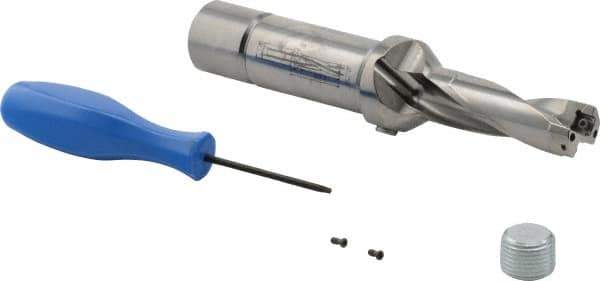 Iscar - 2-1/4" Max Drill Depth, 3xD, 3/4" Diam, Indexable Insert Drill - 1" Shank Diam, Straight Shank - Industrial Tool & Supply