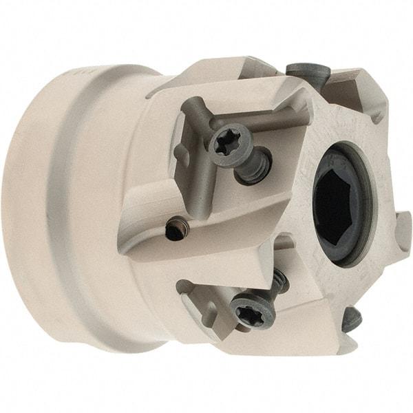 Iscar - 4 Inserts, 1-1/2" Cut Diam, 3/4" Arbor Diam, 0.492" Max Depth of Cut, Indexable Square-Shoulder Face Mill - 0/90° Lead Angle, 1.57" High, T490 LN.. 1306 Insert Compatibility, Through Coolant, Series Helitang - Industrial Tool & Supply