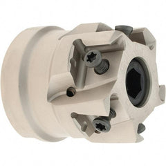 Iscar - 4 Inserts, 1-1/2" Cut Diam, 3/4" Arbor Diam, 0.492" Max Depth of Cut, Indexable Square-Shoulder Face Mill - 0/90° Lead Angle, 1.57" High, T490 LN.. 1306 Insert Compatibility, Through Coolant, Series Helitang - Industrial Tool & Supply