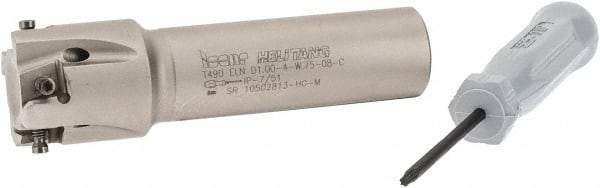 Iscar - 1" Cut Diam, 0.315" Max Depth of Cut, 3/4" Shank Diam, 3.38" OAL, Indexable Square Shoulder Helical End Mill - Weldon Shank, 90° Lead Angle, Through Coolant, Series Helitang - Industrial Tool & Supply