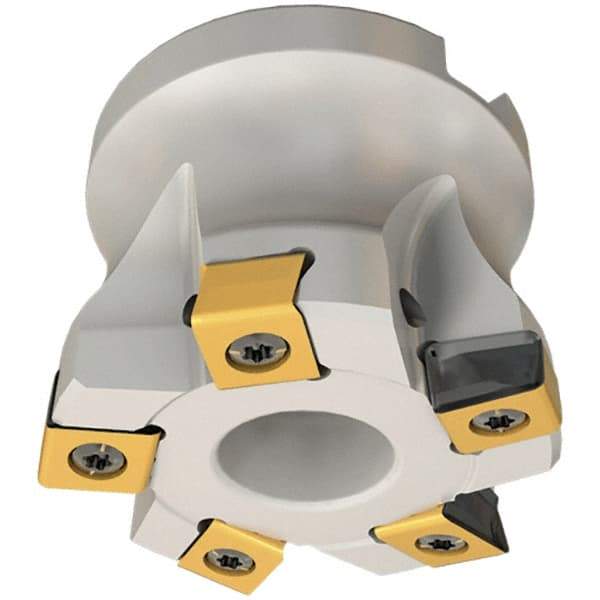 Iscar - 4 Inserts, 1-1/2" Cut Diam, 1/2" Arbor Diam, 0.118" Max Depth of Cut, Indexable Square-Shoulder Face Mill - 0/90° Lead Angle, 1.57" High, HTP LN.. 1006 Insert Compatibility, Through Coolant, Series TangPlunge - Industrial Tool & Supply