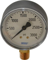 Wika - 2-1/2" Dial, 1/4 Thread, 0-3,000 Scale Range, Pressure Gauge - Lower Connection Mount, Accurate to 3-2-3% of Scale - Industrial Tool & Supply