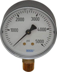 Wika - 2-1/2" Dial, 1/4 Thread, 0-5,000 Scale Range, Pressure Gauge - Lower Connection Mount, Accurate to 3-2-3% of Scale - Industrial Tool & Supply