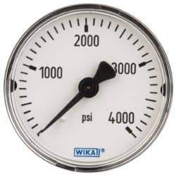 Wika - 2" Dial, 1/4 Thread, 0-4,000 Scale Range, Pressure Gauge - Center Back Connection Mount, Accurate to 3-2-3% of Scale - Industrial Tool & Supply