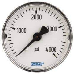 Wika - 2" Dial, 1/4 Thread, 0-4,000 Scale Range, Pressure Gauge - Center Back Connection Mount, Accurate to 3-2-3% of Scale - Industrial Tool & Supply