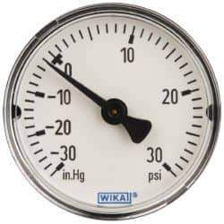 Wika - 2" Dial, 1/4 Thread, 30-0-30 Scale Range, Pressure Gauge - Center Back Connection Mount, Accurate to 3-2-3% of Scale - Industrial Tool & Supply