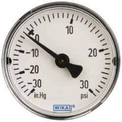 Wika - 2" Dial, 1/4 Thread, 30-0-30 Scale Range, Pressure Gauge - Center Back Connection Mount, Accurate to 3-2-3% of Scale - Industrial Tool & Supply