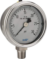 Wika - 2-1/2" Dial, 1/4 Thread, 0-30 Scale Range, Pressure Gauge - Lower Connection Mount, Accurate to 2-1-2% of Scale - Industrial Tool & Supply