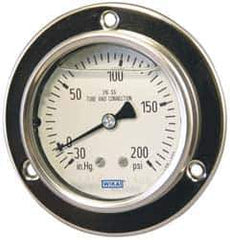 Wika - 2-1/2" Dial, 1/4 Thread, 0-2,000 Scale Range, Pressure Gauge - Lower Back Connection Mount, Accurate to 2-1-2% of Scale - Industrial Tool & Supply