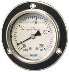 Wika - 2-1/2" Dial, 1/4 Thread, 0-1,500 Scale Range, Pressure Gauge - Lower Back Connection Mount, Accurate to 2-1-2% of Scale - Industrial Tool & Supply