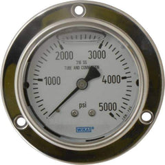 Wika - 2-1/2" Dial, 1/4 Thread, 0-5,000 Scale Range, Pressure Gauge - Lower Back Connection Mount, Accurate to 2-1-2% of Scale - Industrial Tool & Supply