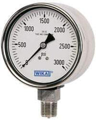 Wika - 2-1/2" Dial, 1/4 Thread, 30-0-15 Scale Range, Pressure Gauge - Lower Connection Mount, Accurate to 2-1-2% of Scale - Industrial Tool & Supply