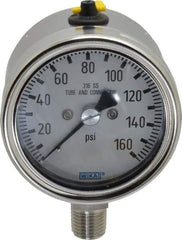 Wika - 2-1/2" Dial, 1/4 Thread, 160 Scale Range, Pressure Gauge - Lower Connection Mount, Accurate to 2-1-2% of Scale - Industrial Tool & Supply