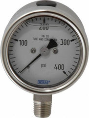 Wika - 2-1/2" Dial, 1/4 Thread, 400 Scale Range, Pressure Gauge - Lower Connection Mount, Accurate to 2-1-2% of Scale - Industrial Tool & Supply