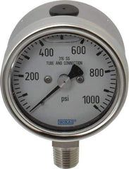 Wika - 2-1/2" Dial, 1/4 Thread, 1,000 Scale Range, Pressure Gauge - Lower Connection Mount, Accurate to 2-1-2% of Scale - Industrial Tool & Supply