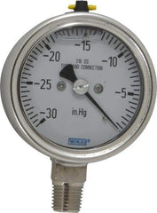 Wika - 2-1/2" Dial, 1/4 Thread, 30 Scale Range, Pressure Gauge - Lower Connection Mount, Accurate to 2-1-2% of Scale - Industrial Tool & Supply