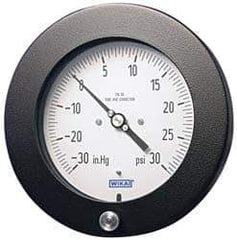 Wika - 4-1/2" Dial, 1/4 Thread, 0-30 Scale Range, Pressure Gauge - Lower Back Connection Mount, Accurate to 0.5% of Scale - Industrial Tool & Supply