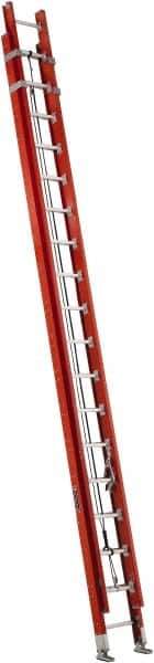 Louisville - 40' High, Type IA Rating, Fiberglass Industrial Extension Ladder - 300 Lb Capacity, 37' Working Length - Industrial Tool & Supply