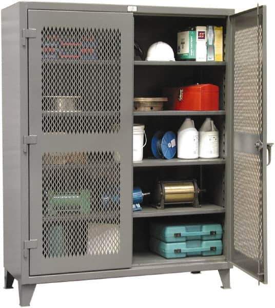 Strong Hold - 4 Shelf Visible Storage Cabinet - Steel, 48" Wide x 24" Deep x 72" High, Dark Gray - Industrial Tool & Supply