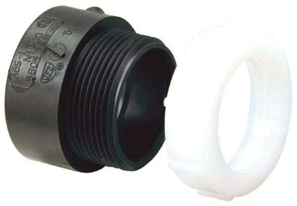 NIBCO - 1-1/2", ABS Drain, Waste & Vent Pipe Trap Adapter - Hub x SJ with Brass Nut - Industrial Tool & Supply