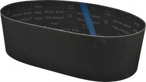 Made in USA - 6" Wide x 48" OAL, 80 Grit, Silicon Carbide Abrasive Belt - Silicon Carbide, Medium, Coated, X/Y Weighted Cloth Backing, Wet/Dry, Series S181 - Industrial Tool & Supply