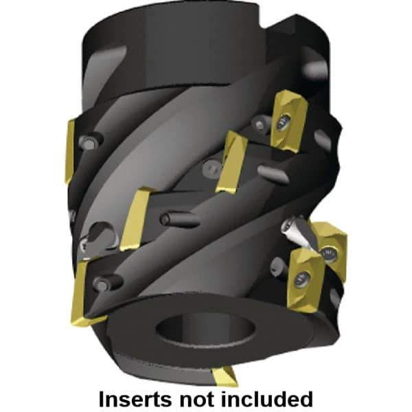 Kennametal - 6 Inserts, 2" Cut Diam, 3/4" Arbor Diam, 1.08" Max Depth of Cut, Indexable Square-Shoulder Face Mill - 0/90° Lead Angle, 2" High, EC14.., EP14.. Insert Compatibility, Through Coolant, Series Mill 1-14 - Industrial Tool & Supply