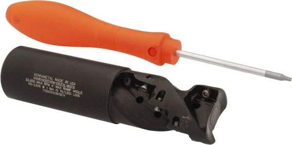 Kennametal - 1" Cut Diam, 1.432" Max Depth of Cut, 1" Shank Diam, 4.071" OAL, Indexable Square Shoulder Helical End Mill - EC10.., EP10.. Inserts, Weldon Shank, 0° Lead Angle - Industrial Tool & Supply