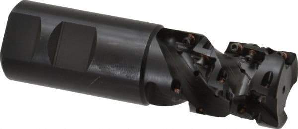 Kennametal - 1-1/4" Cut Diam, 1.764" Max Depth of Cut, 1-1/4" Shank Diam, 4.371" OAL, Indexable Square Shoulder Helical End Mill - EC10.., EP10.. Inserts, Weldon Shank, 0° Lead Angle - Industrial Tool & Supply